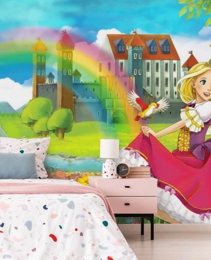 Décoration murale princesse et arc-en-ciel