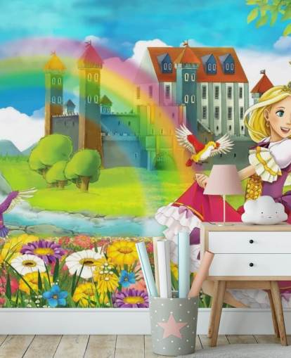 Princess and Rainbow Wall Mural