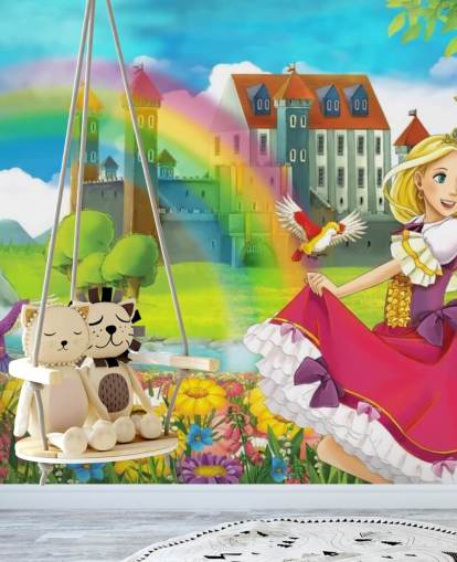 Mural de pared Princesa y arco iris
