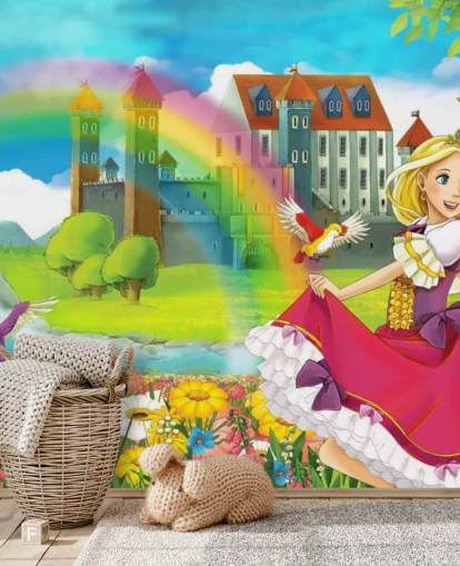 Mural de pared Princesa y arco iris