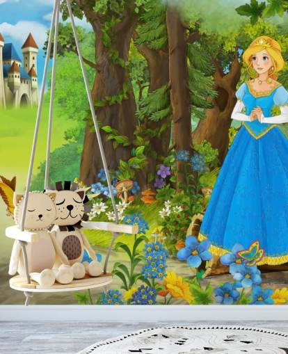 Prinzessin im blauen Kleid-Tapete