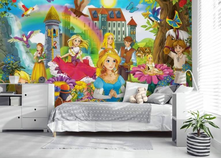 Mural de pared del bosque de cuento de hadas / dormitorio para niños /  ambiente encantador / hora dorada -  España