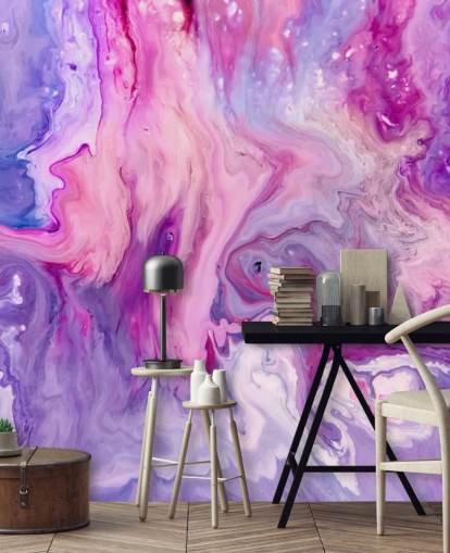 Psychedelische paarse aquarel behang muurschildering Psychedelische paarse aquarel behang muurschildering