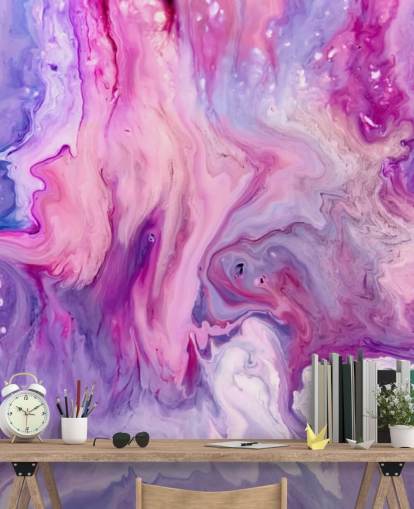 Tapeten-Wandbild „Psychedelisch lila Aquarell“