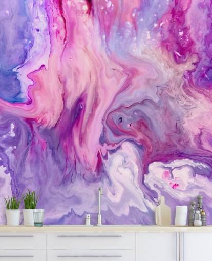 Tapeten-Wandbild „Psychedelisch lila Aquarell“