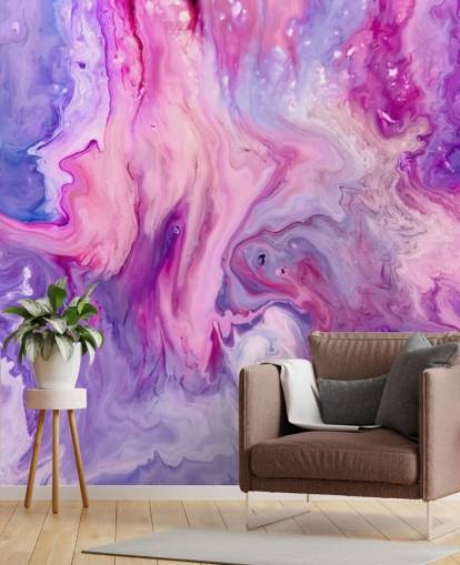 Psychedelische paarse aquarel behang muurschildering Psychedelische paarse aquarel behang muurschildering