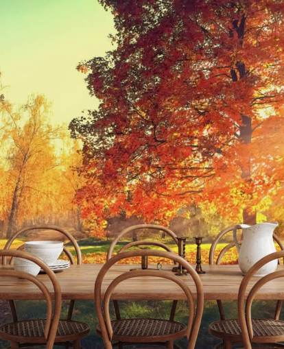 Decorazione murale con scena autunnale