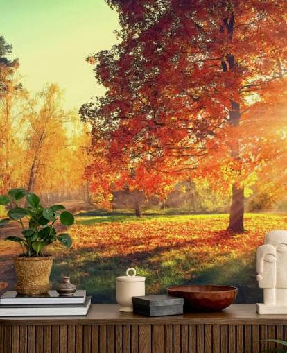 Herfst scène behang muurschildering