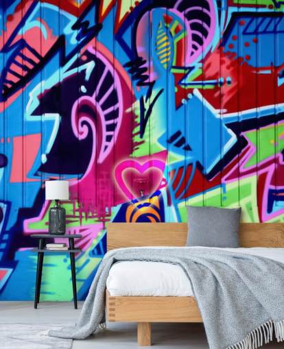 mural de pared de grafiti con estampado colorido mural de pared de grafiti con estampado colorido