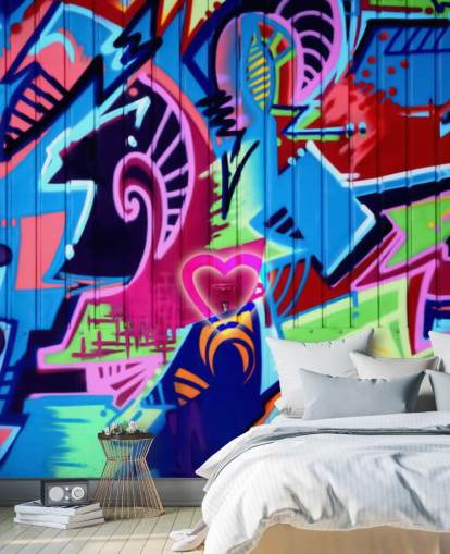 Colorful Patterned Graffiti Wall Mural