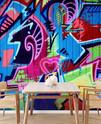 Colorful Patterned Graffiti Wall Mural