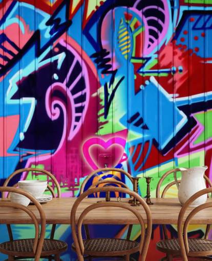 Colorful Patterned Graffiti Wall Mural