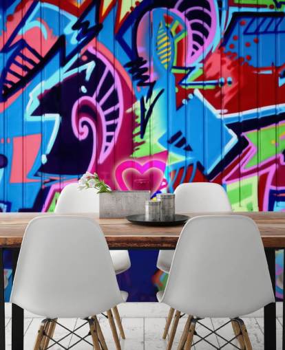 mural de pared de grafiti con estampado colorido