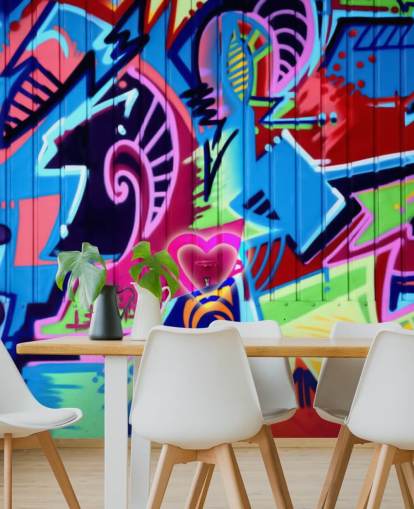 mural de pared de grafiti con estampado colorido