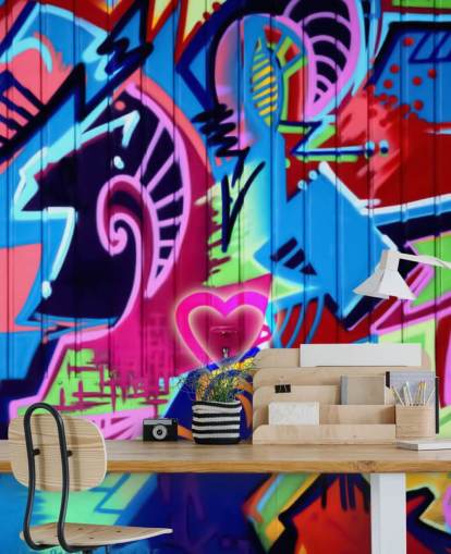 Colorful Patterned Graffiti Wall Mural