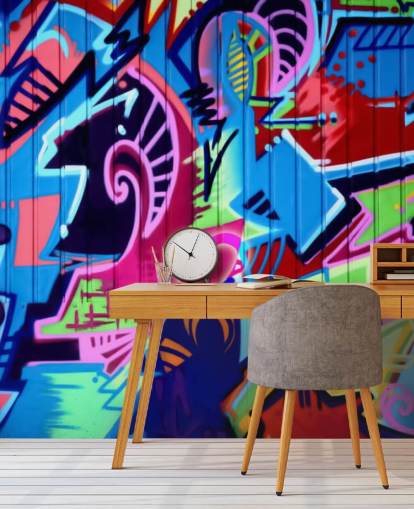 mural de pared de grafiti con estampado colorido