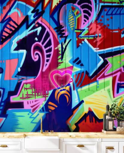 mural de pared de grafiti con estampado colorido