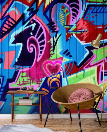 Colourful Patterned Graffiti Wall Mural