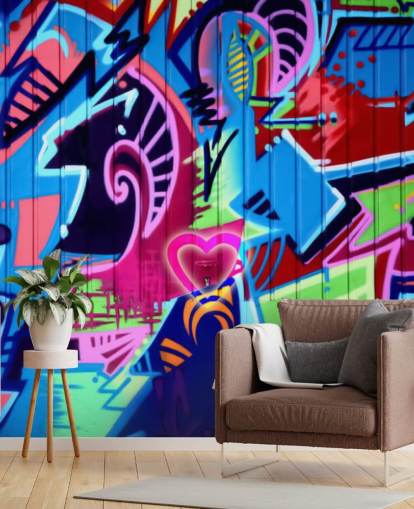 mural de pared de grafiti con estampado colorido