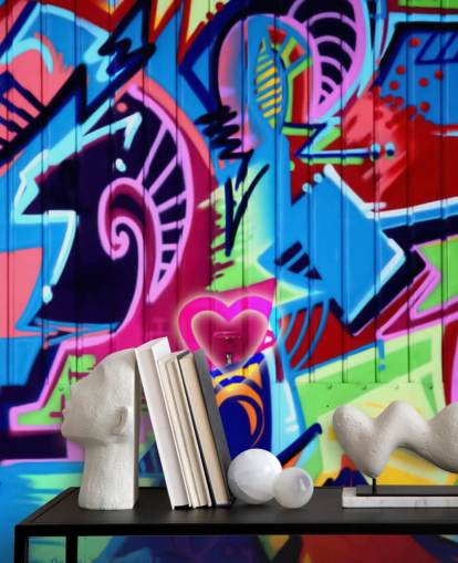 Colourful Patterned Graffiti Wall Mural