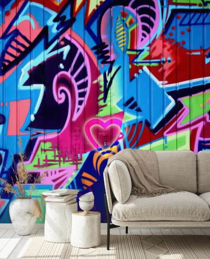 Colorful Patterned Graffiti Wall Mural Colorful Patterned Graffiti Wall Mural