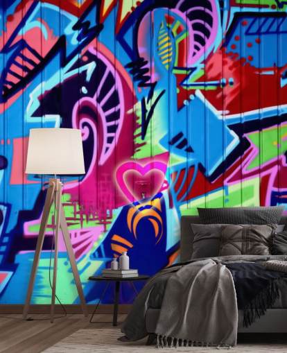 mural de pared de grafiti con estampado colorido