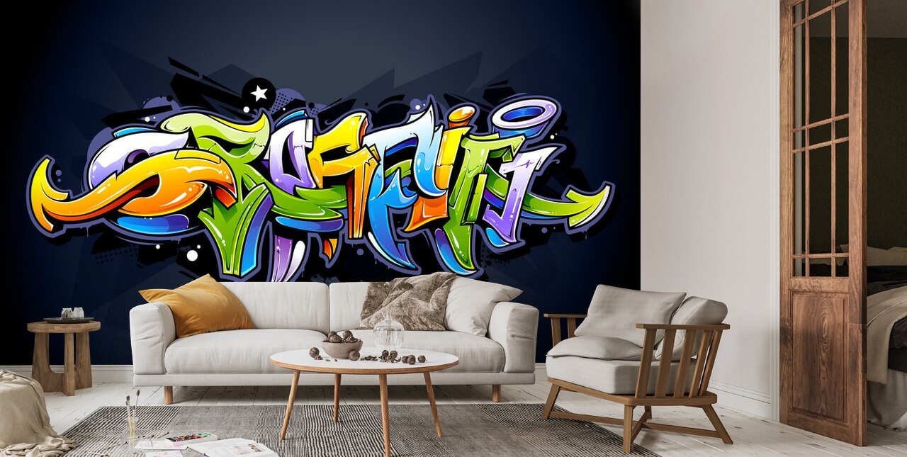 opschorten Nadenkend Melodrama Graffiti in kleur behang | Wallsauce NL