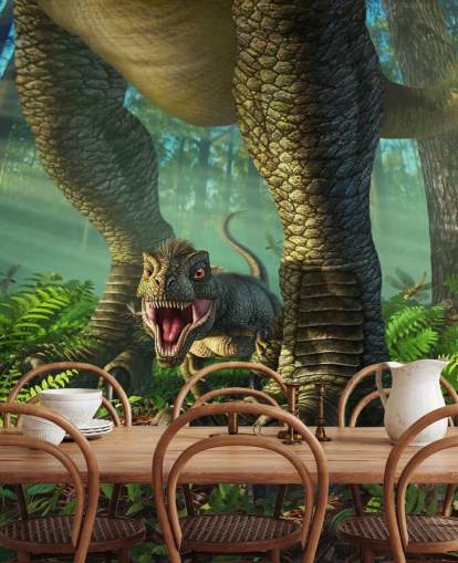 mural verde de dinosaurios para niños llamado Wee Rex de Jerry LoFaro para dormitorios infantiles y salas de juegos mural verde de dinosaurios para niños llamado Wee Rex de Jerry LoFaro para dormitorios infantiles y salas de juegos