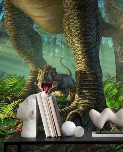 green kids dinosaur wallpaper mural called Wee Rex by Jerry LoFaro for kids bedrooms and playrooms green kids dinosaur wallpaper mural called Wee Rex by Jerry LoFaro for kids bedrooms and playrooms