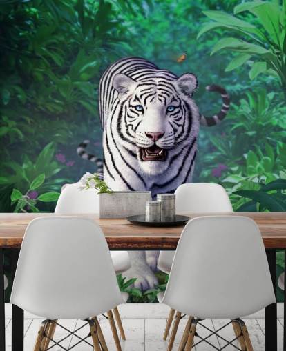 White Tiger and Cubs Wall Mural
