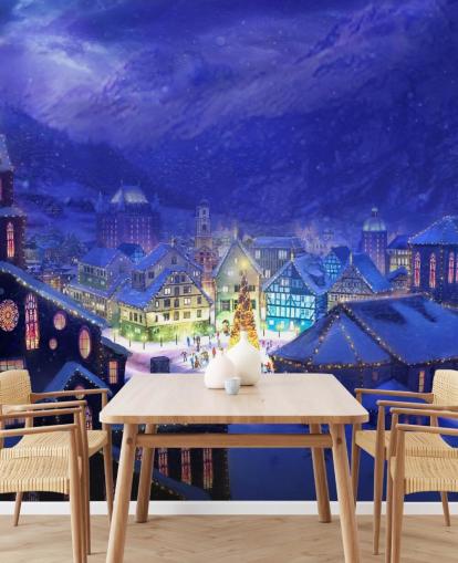 Snowy Fantasy Christmas Town Wallpaper Snowy Fantasy Christmas Town Wallpaper