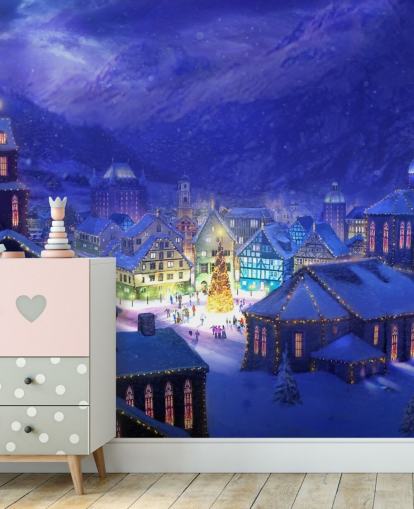 Papel de Parede Snowy Fantasy Christmas Town