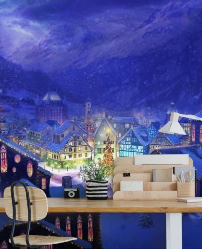Carta da parati Snowy Fantasy Christmas Town