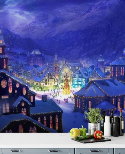 Snowy Fantasy Christmas Town Wallpaper Snowy Fantasy Christmas Town Wallpaper
