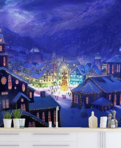 Luminen fantasia joulukaupunki taustakuva