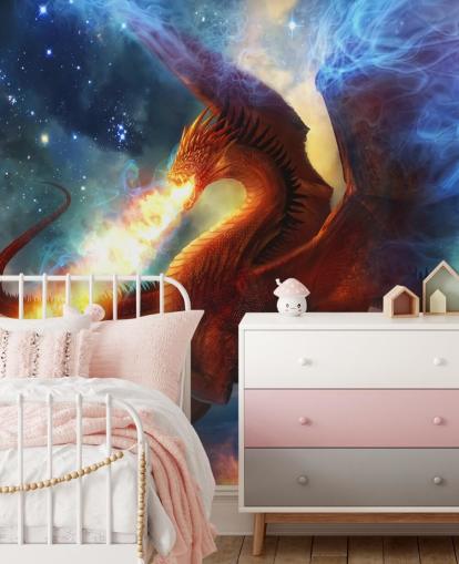 Papel de Parede Dragão Vermelho e Fantasia de Fogo