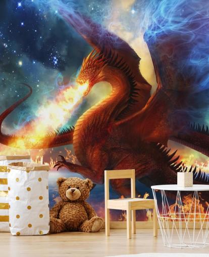 Fond d'écran Red Dragon et Fire Fantasy