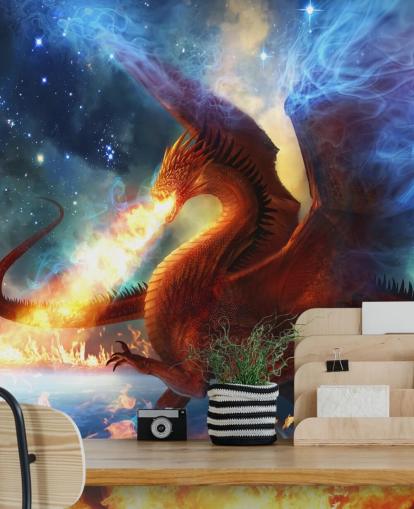 Papel de Parede Dragão Vermelho e Fantasia de Fogo Papel de Parede Dragão Vermelho e Fantasia de Fogo