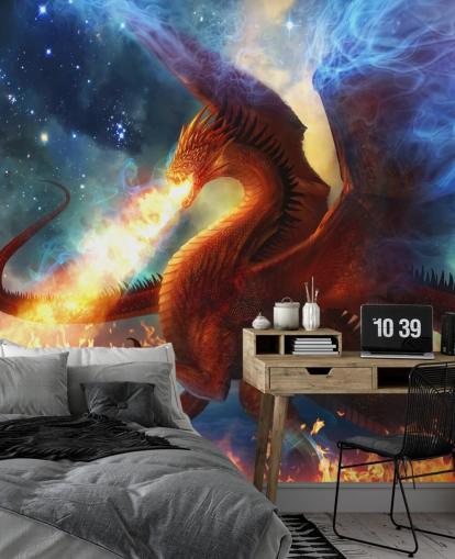 Red Dragon och Fire Fantasy Bakgrund Red Dragon och Fire Fantasy Bakgrund