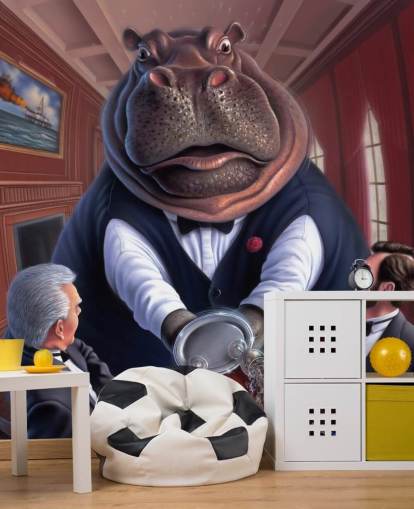 Painted Hippo Wall Mural