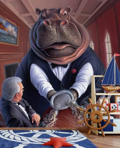 Parede mural de hipopótamo