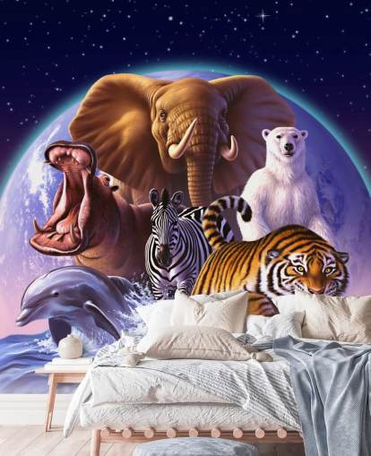 Montage-Wandbild „Elefant und andere Tiere“