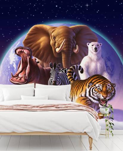 Elephant and Other Animals Montage Mural