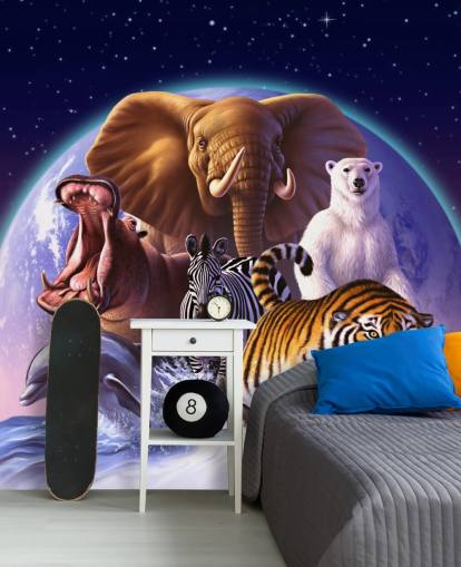 Elephant and Other Animals Montage Mural