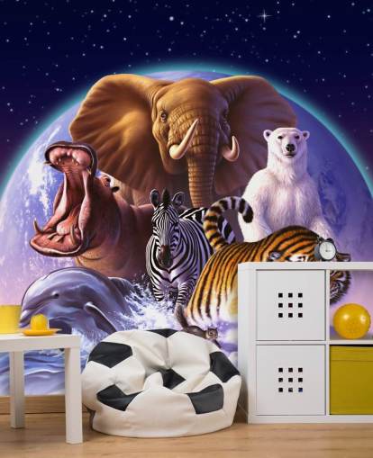 Decorazione murale con elefanti e altri animali Decorazione murale con elefanti e altri animali