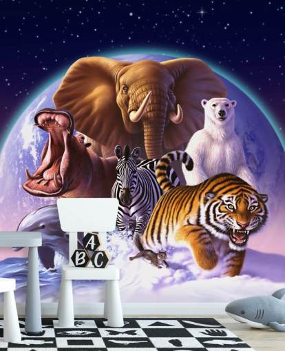 Elephant and Other Animals Montage Mural