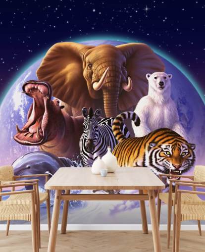 Elephant and Other Animals Montage Mural Elephant and Other Animals Montage Mural