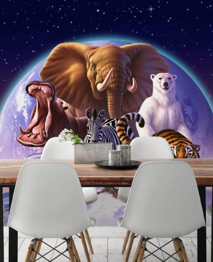 Montage-Wandbild „Elefant und andere Tiere“