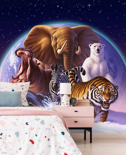 Elephant and Other Animals Montage Mural