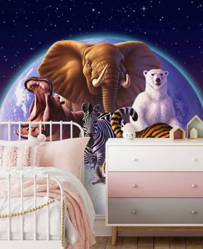 Elephant and Other Animals Montage Mural